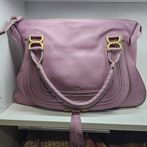 Chloe Marcie Lavender Leather Shoulder Bag with Gold Hardware